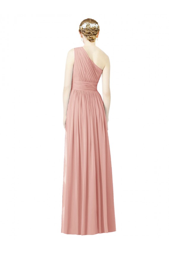 Bliss Pink Soft Chiffon One Shoulder Long Sleeveless Bridesmaid Dress Southampton