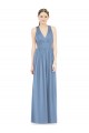 Dusty Blue Chiffon V-Neck Long Sleeveless Bridesmaid Gowns Southampton