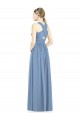 Dusty Blue Chiffon V-Neck Long Sleeveless Bridesmaid Gowns Southampton
