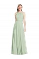 Sage Chiffon Halter Neck Long Sleeveless Bridesmaid Dress / Evening Dress Southampton