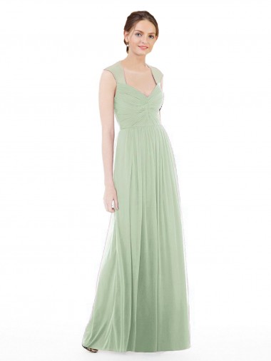 Sage Soft Chiffon Sweetheart Long Cap Sleeves Formal Dress / Bridesmaid Dress Southampton