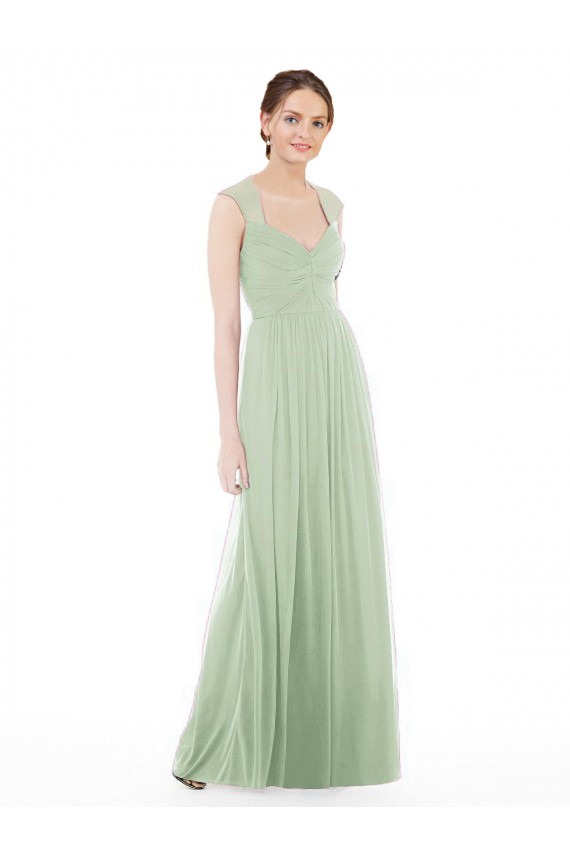 Sage Soft Chiffon Sweetheart Long Cap Sleeves Formal Dress / Bridesmaid Dress Southampton