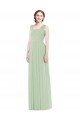 Sage Soft Chiffon Spaghetti Straps Long Sleeveless Bridal Party Dress Southampton