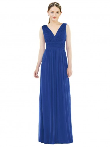 Soft Chiffon V-Neck Long Sleeveless Bridesmaid Gowns Southampton