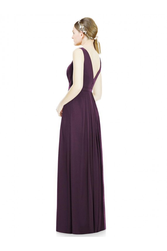 Grape Chiffon V-Neck Long Sleeveless Bridesmaid Dress / Evening Dress Southampton