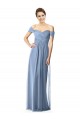 Dusty Blue Soft Chiffon Off the Shoulder Long Cap Sleeves Bridesmaid Dress Southampton