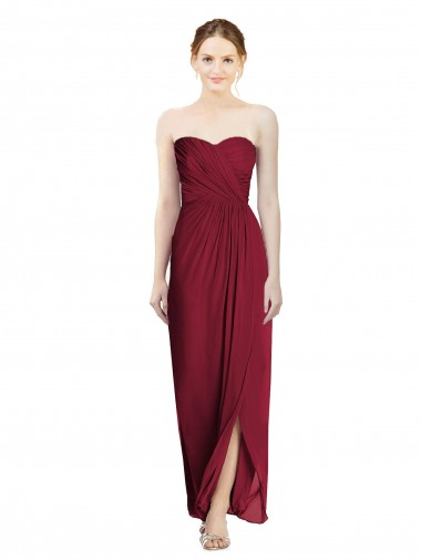 Sheath Soft Chiffon Sweetheart Long Sleeveless Bridesmaid Dress Southampton