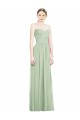 Open Back Sage Soft Chiffon Sweetheart Long Sleeveless Bridesmaid Dress Southampton