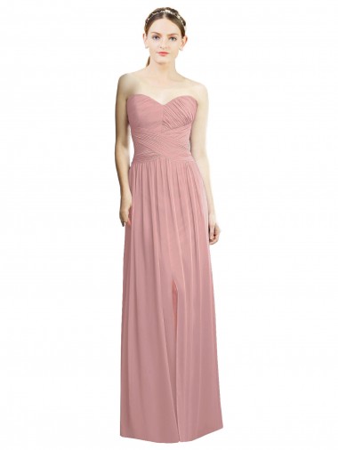 Dusty Pink Chiffon Sweetheart Long Sleeveless Bridesmaid Dress / Evening Dress Southampton
