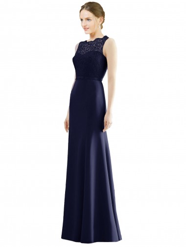 Soft Chiffon & Lace Illusion Neck Long Sleeveless Bridesmaid Dress Southampton