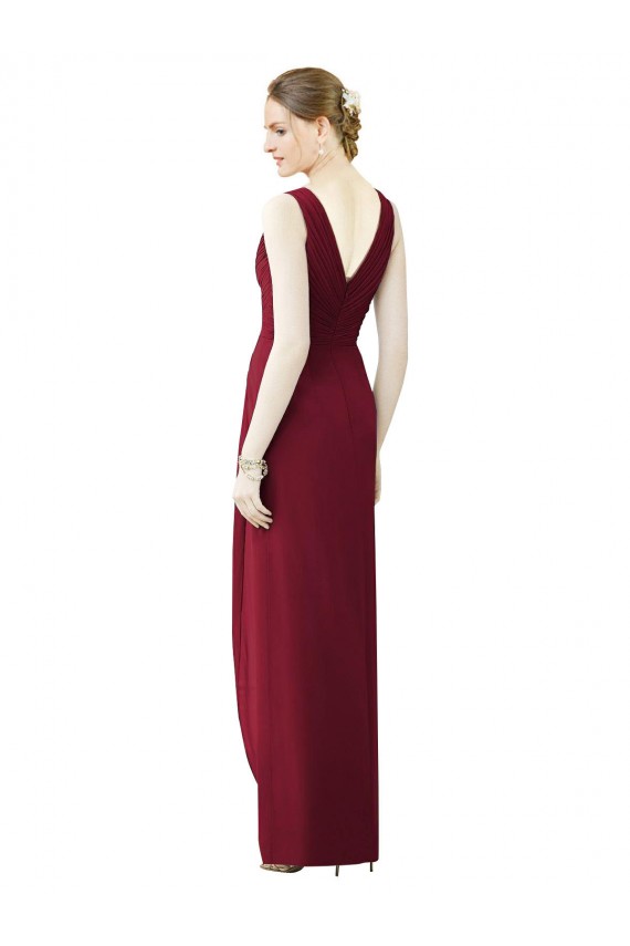 V-Back Frost Chiffon V-Neck Long Sleeveless Bridesmaid Dress / Evening Dress Southampton