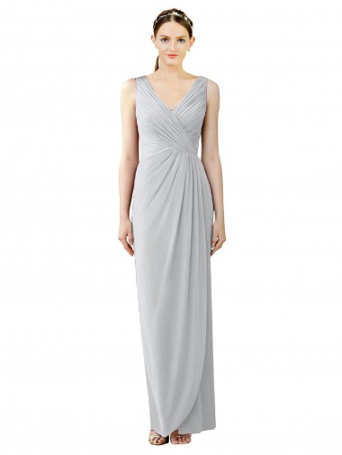 V-Back Frost Chiffon V-Neck Long Sleeveless Bridesmaid Dress / Evening Dress Southampton