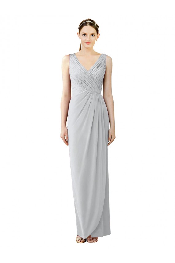 V-Back Frost Chiffon V-Neck Long Sleeveless Bridesmaid Dress / Evening Dress Southampton