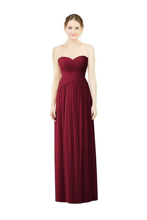 Burgundy Soft Chiffon Sweetheart Long Sleeveless Evening Dress / Bridesmaid Dress Southampton