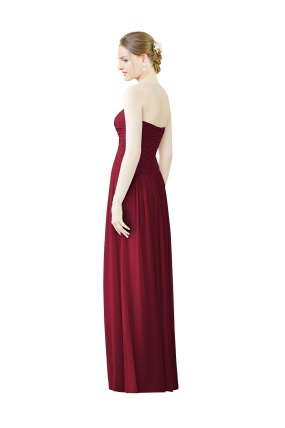 Burgundy Soft Chiffon Sweetheart Long Sleeveless Evening Dress / Bridesmaid Dress Southampton