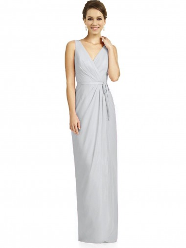V-Back Frost Soft Chiffon V-Neck Long Sleeveless Bridesmaid Dress Southampton