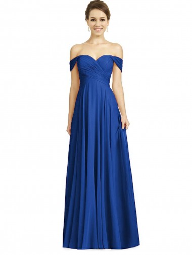 Soft Chiffon Off the Shoulder Long Cap Sleeves Semi Formal Evening Dress / Bridesmaid Dress Southampton