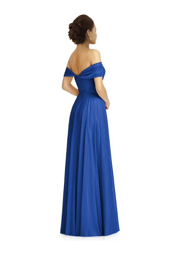 Soft Chiffon Off the Shoulder Long Cap Sleeves Semi Formal Evening Dress / Bridesmaid Dress Southampton