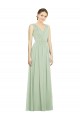V-Back Sage Soft Chiffon V-Neck Long Sleeveless Bridesmaid Dress Southampton