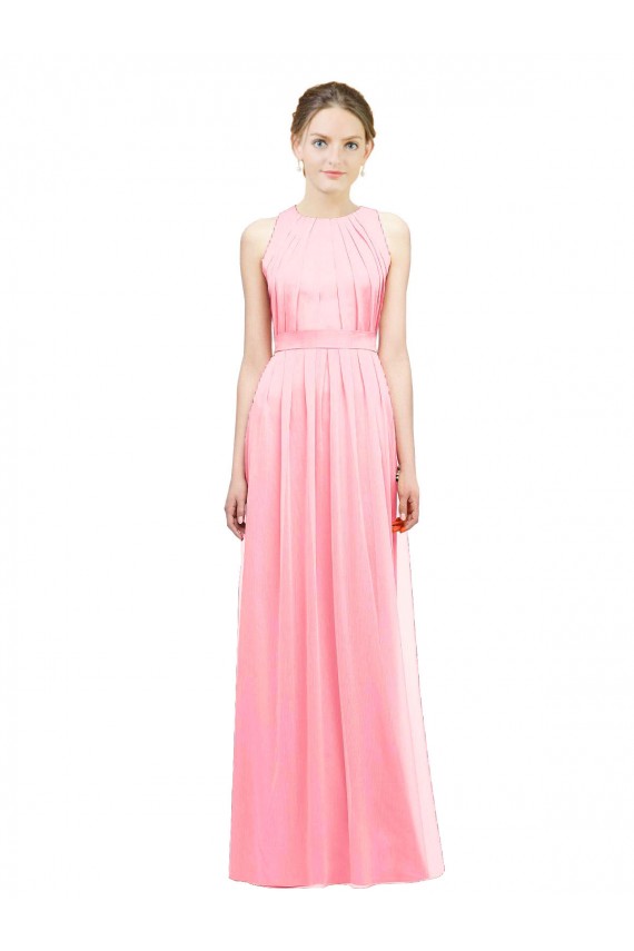 Salmon Soft Chiffon Halter Neck Long Sleeveless Bridesmaid Dress Southampton