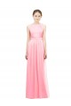 Salmon Soft Chiffon Halter Neck Long Sleeveless Bridesmaid Dress Southampton