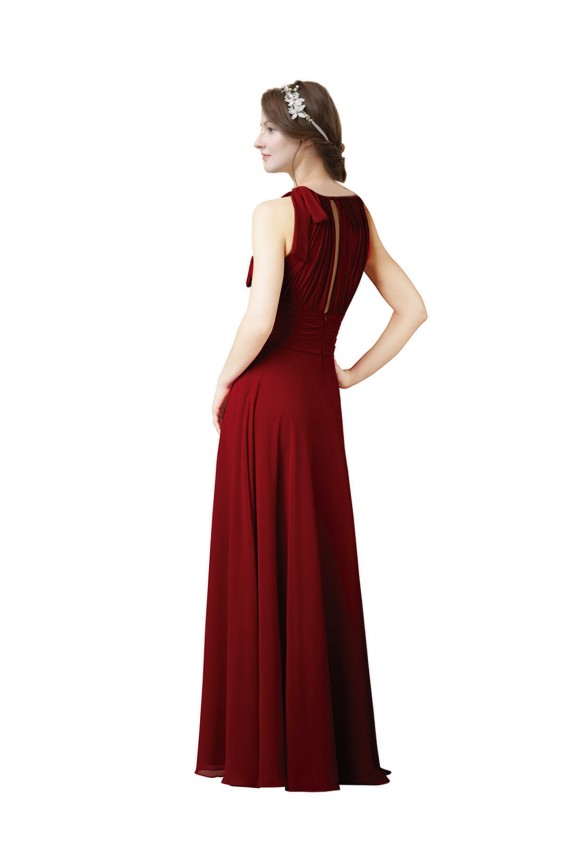 Sheath Soft Chiffon Halter Neck Long Sleeveless Bridesmaid Dress Southampton