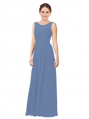 Soft Chiffon Illusion Neck Long Sleeveless Bridesmaid Dress Southampton
