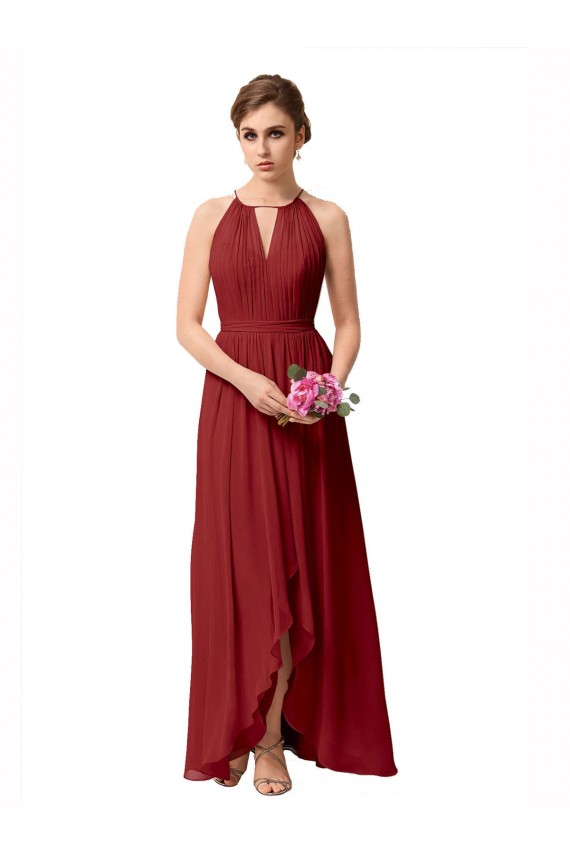 Soft Chiffon High Neck Sleeveless High Low Bridesmaid Dress Southampton