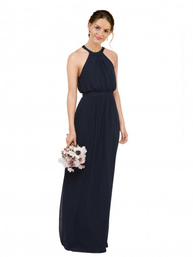 Chiffon Halter Neck Long Sleeveless Bridesmaid Dress Southampton
