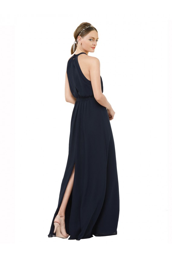 Chiffon Halter Neck Long Sleeveless Bridesmaid Dress Southampton