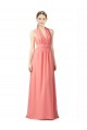 Watermelon Soft Chiffon Halter Neck Long Sleeveless Bridesmaid Dress Southampton
