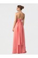 Watermelon Soft Chiffon Halter Neck Long Sleeveless Bridesmaid Dress Southampton