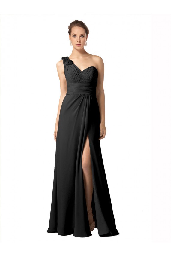 Soft Chiffon One Shoulder Long Sleeveless Bridesmaid Dress / Formal Dress Southampton