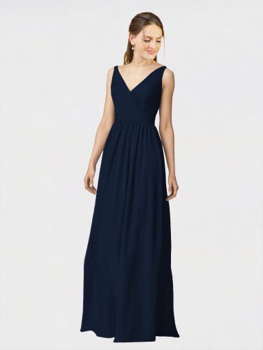 Chiffon V-Neck Long Sleeveless Bridesmaid Dresses / Formal Dresses Southampton