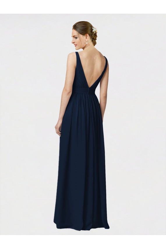 Chiffon V-Neck Long Sleeveless Bridesmaid Dresses / Formal Dresses Southampton