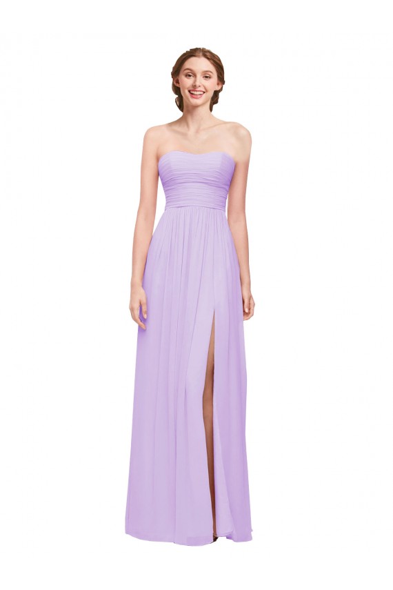 Lilac Soft Chiffon Sweetheart Long Sleeveless Evening Dress / Bridesmaid Dress Southampton