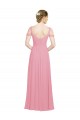 Skin Pink Soft Chiffon Off the Shoulder Long Sleeveless Bridesmaid Dress Southampton