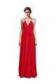 Red Chiffon Spaghetti Straps Long Sleeveless Bridesmaid Dress Southampton