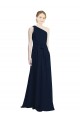 Dark Navy Chiffon One Shoulder Long Sleeveless Bridesmaid Dress / Evening Dress Southampton