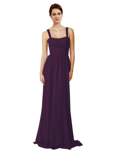 Soft Chiffon Spaghetti Straps Sweep Train Sleeveless Bridesmaid Dress Southampton