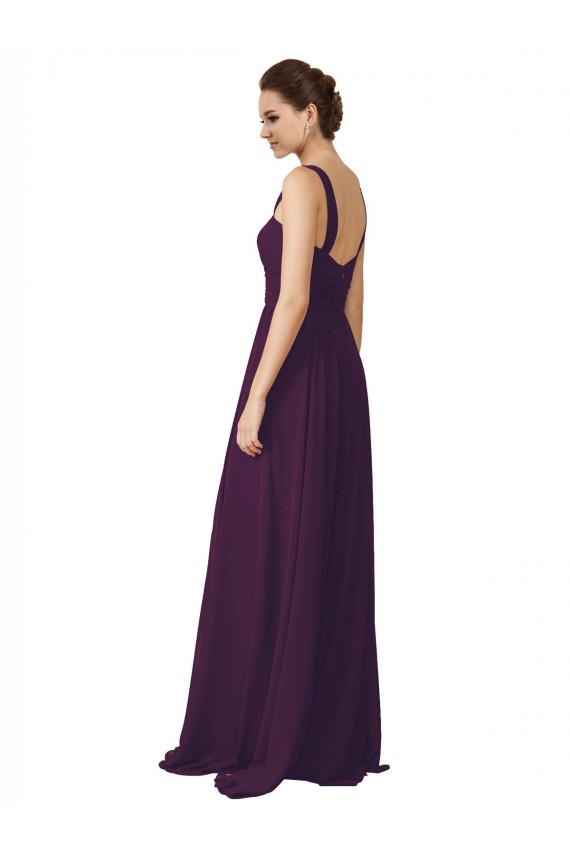 Soft Chiffon Spaghetti Straps Sweep Train Sleeveless Bridesmaid Dress Southampton