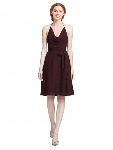 Soft Chiffon Spaghetti Straps Knee Length Sleeveless Bridesmaid Dress Southampton