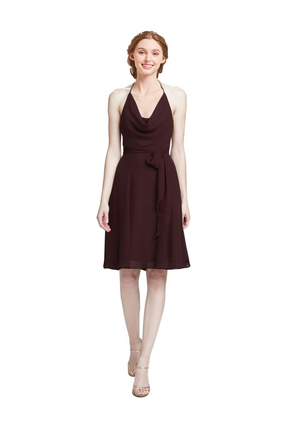 Soft Chiffon Spaghetti Straps Knee Length Sleeveless Bridesmaid Dress Southampton