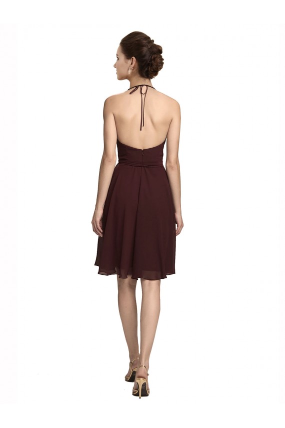 Soft Chiffon Spaghetti Straps Knee Length Sleeveless Bridesmaid Dress Southampton
