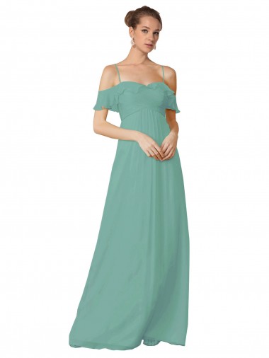 Seaside Soft Chiffon Off the Shoulder Long Flutter Sleeves Bridesmaid Dress Southampton