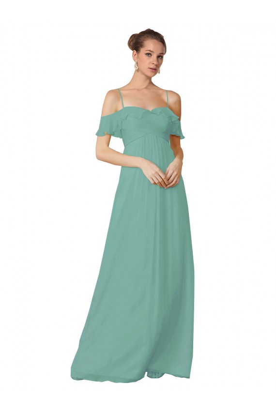Seaside Soft Chiffon Off the Shoulder Long Flutter Sleeves Bridesmaid Dress Southampton