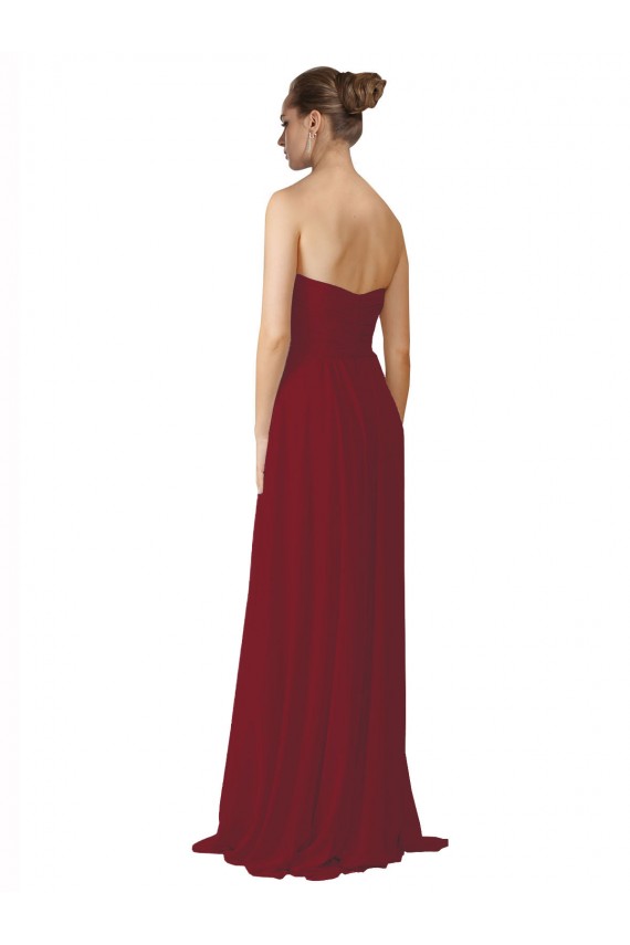 Burgundy Soft Chiffon Sweetheart Long Sleeveless Bridesmaid Dresses Southampton