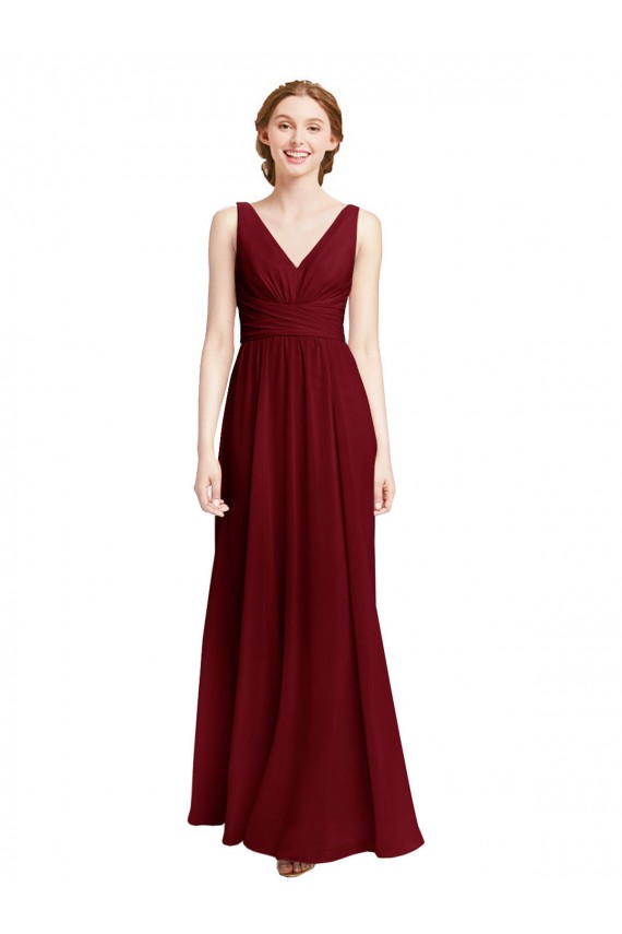Chiffon V-Neck Long Sleeveless Bridesmaid Dress / Evening Gowns Southampton