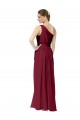 Burgundy Chiffon One Shoulder Long Sleeveless Bridal Party Dress / Evening Dress Southampton