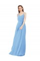 Low Back Periwinkle Soft Chiffon V-Neck Long Sleeveless Bridesmaid Dress Southampton